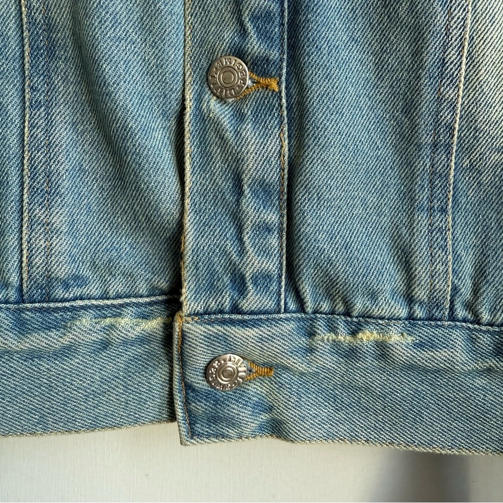 Civil Regime Distressed Denim Belted Trucker Jacket Blue Small - Picture 6 of 16